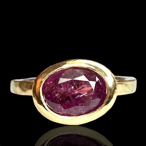 Deborah Murdoch Karat Yellow Gold Oval Carat Pink Sapphire Ring