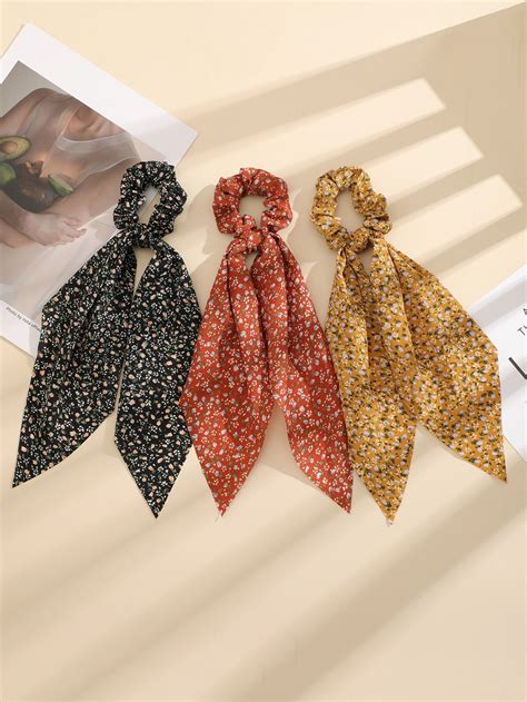 Pcs Ditsy Floral Print Scrunchie Scarf Floral Print Scrunchie