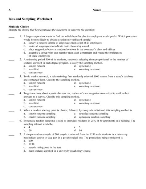 Quiz On Sampling Methods