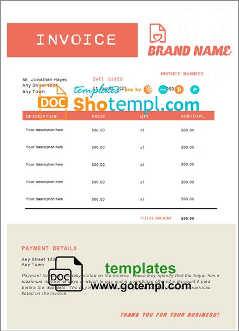 Basic Bright Universal Multipurpose Invoice Template In Word And Pdf