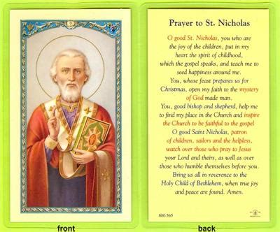 Prayer to St. Nicholas, Laminated Holy Card, 25-pack,. # 99895.