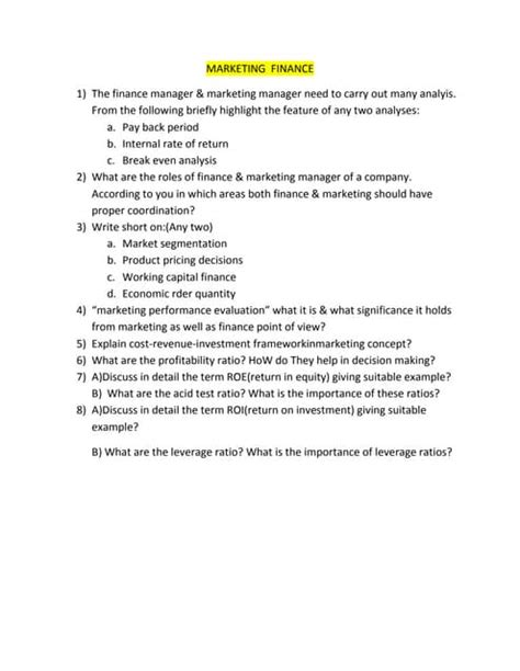 marketing finance