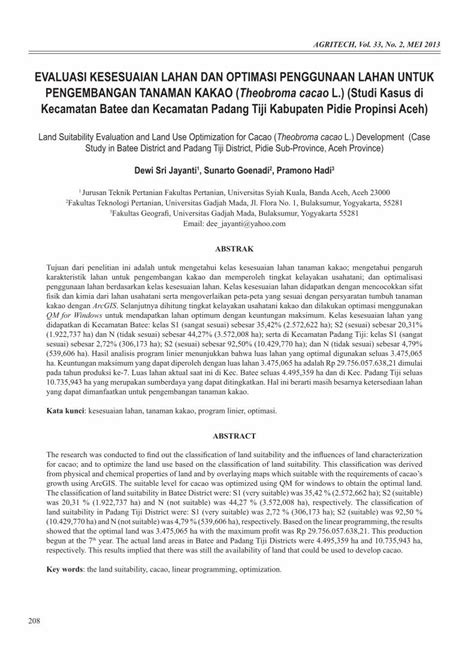 PDF EVALUASI KESESUAIAN LAHAN DAN OPTIMASI PENGGUNAAN LAHAN