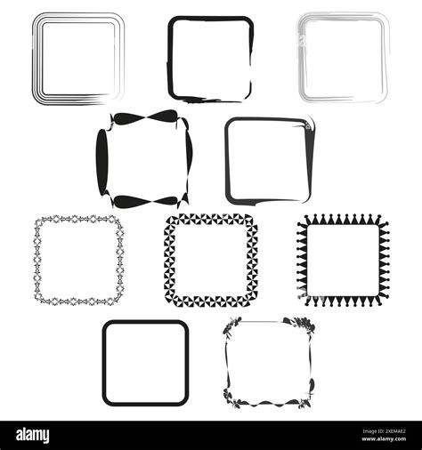 Decorative Square Frames Artistic Border Designs Black And White Vector Ornate And Minimalist