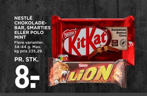 Nestlé chokolade bar smarties eller polo mint tilbud hos MENY