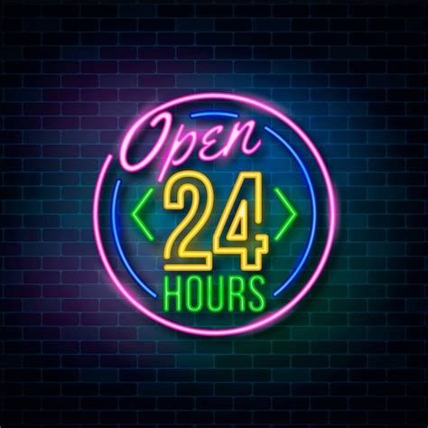 Free Vector Neon Open 24 Hours Sign