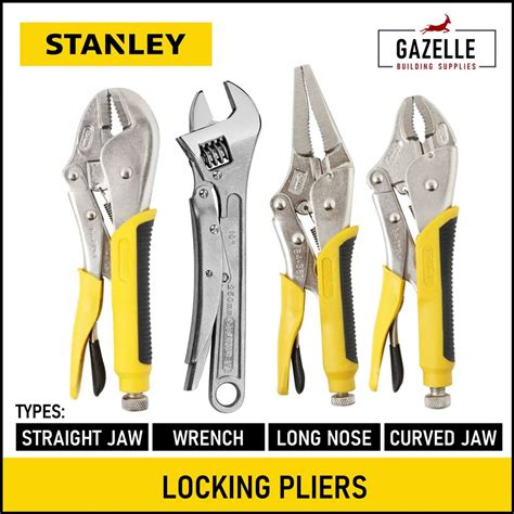 Stanley Pro Locking Pliers Visegrip Vise Grip Straight Curved Jaw Long