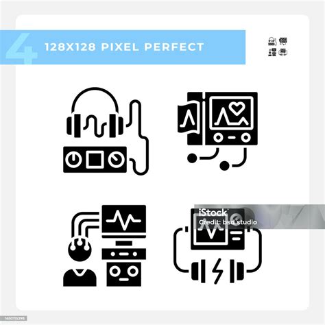 Healthcare Equipment Pixel Perfect Black Glyph Icons Set On White Space