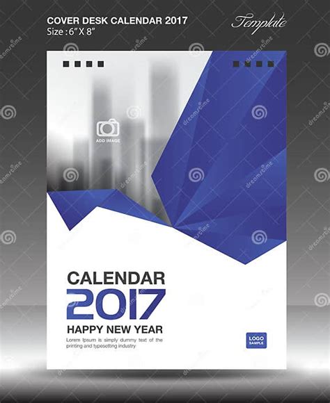 Cover Desk Calendar 2017 Year Size 6x8 Inch Vertical Stock Vector Illustration Of