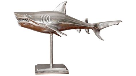 Statue Requin Design Argentée En Aluminium Gris Gary Gdegdesign