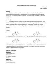 Ericapark Labreport Docx Addition Of Bromine To Trans Cinnamic Acid