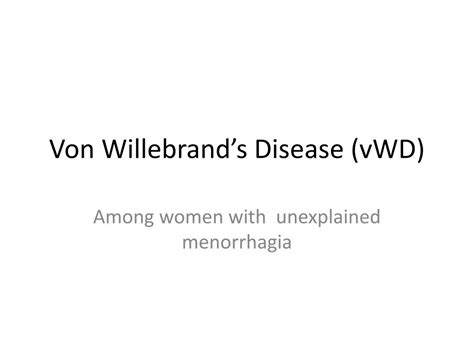 von willebrands disease vwd powerpoint