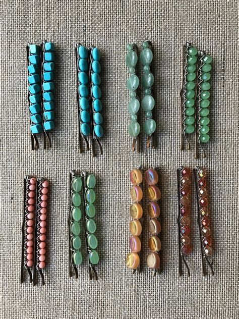 Pretty In Green Beaded And Wire Wrapped Bobby Pins Etsy