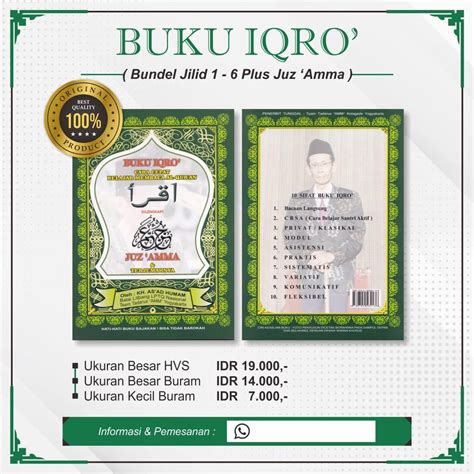 Jual Buku Iqro Bendel Jilid Plus Juz Amma Ukuran Besar Dan Kecil