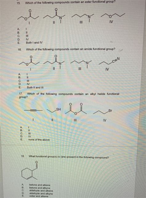 Solved Which Of The Following Compounds Contain An Ester Chegg