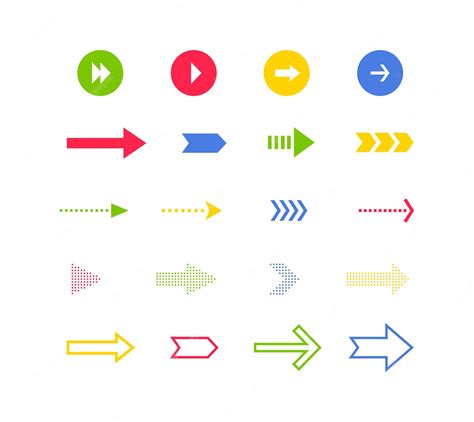 Premium Vector Arrows Icons Set Of Colored Vector Arrows Isolated On