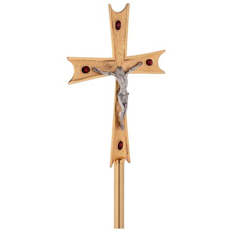 Croce Astile Ottone Dorato Con Cristalli Vendita Online Su Holyart