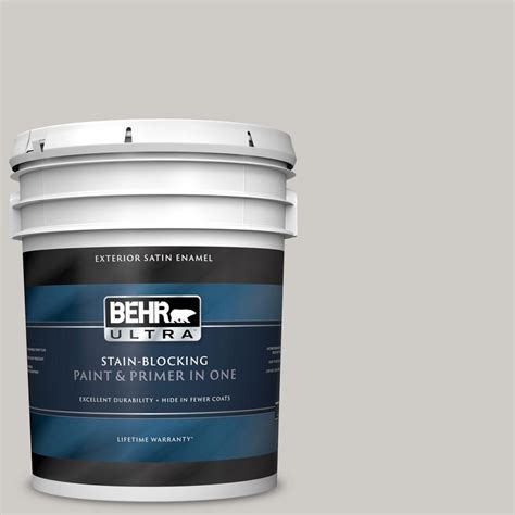 BEHR ULTRA 5 Gal PPU26 10 Chic Gray Satin Enamel Exterior Paint And