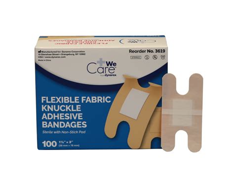 Dynarex Flexible Fabric Knuckle Adhesive Bandages 100box • First Aid