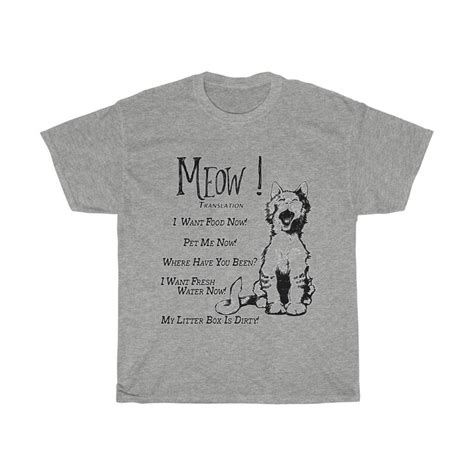 Meow Translation Cat T Shirt Cat Lover Shirt Funny Cat Etsy