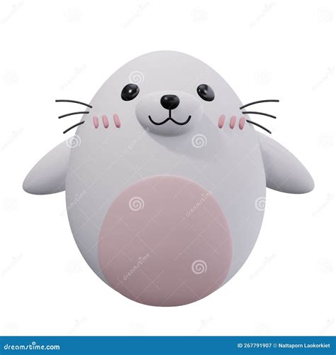 Baby Seal Easter Egg Harp Seal Pup Cartoon Character For Easter Day 3d