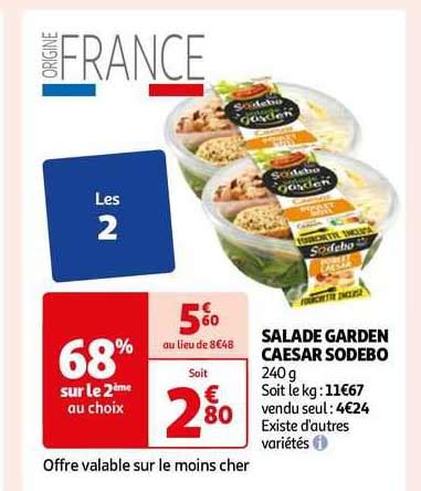 Promo Salade Garden Caesar Sodebo Chez Auchan Icatalogue Fr