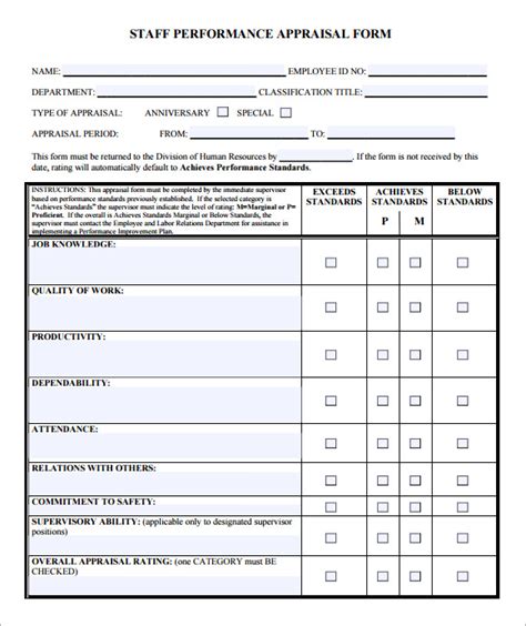 Free Employee Evaluation Form Template Word