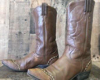 Tony Lama Vtg Gold Label Wingtip Cowboy Boots Womens B Etsy