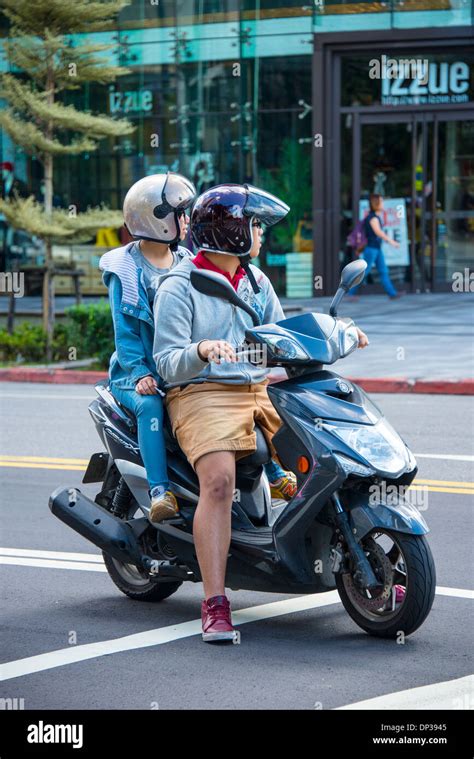 Motor Scooter Riders Taipei Taiwan Stock Photo Alamy