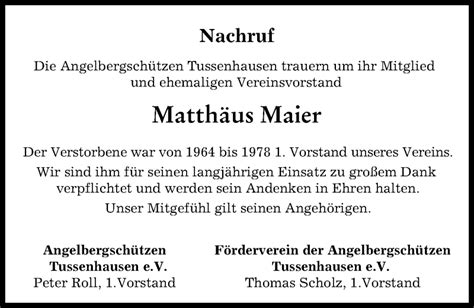 Traueranzeigen Von Matth Us Maier Augsburger Allgemeine Zeitung