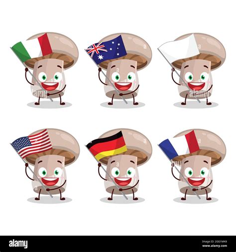 Portobelo Cartoon Character Bring The Flags Of Various Countries