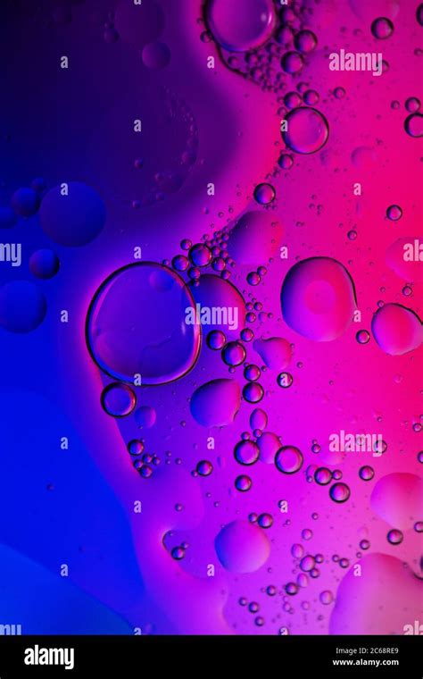 Oil Bubbles In Water Blue Red And Purple Colors Stock Photo Alamy