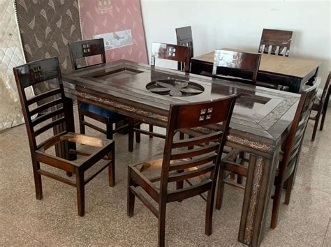 Rectangular Marble Top 8 Seater Wooden Dining Table At Rs 65000 Set In