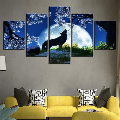 Wolf on Peak – 5 Piece Canvas Art Wall Decor – CA Go Canvas