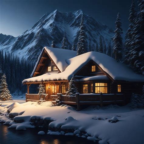 Premium Ai Image Cozy Cabin Dreams Winter Retreats In The Mountains