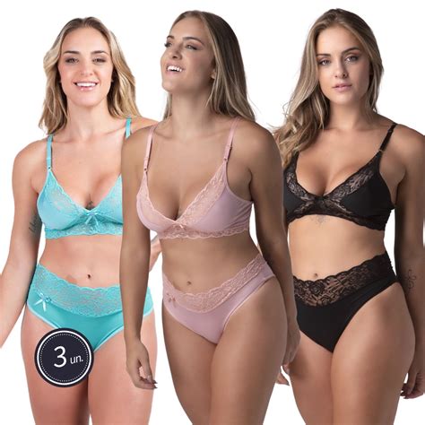 Kit Conjuntos Promo O Lingerie Menina Mo A Suti Sem Bojo Calcinha C S Alto Confort Vel