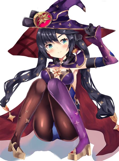 Video Game Characters Magician Witch Blue Hair Dark Hair Long Hair Genshin Impact Video