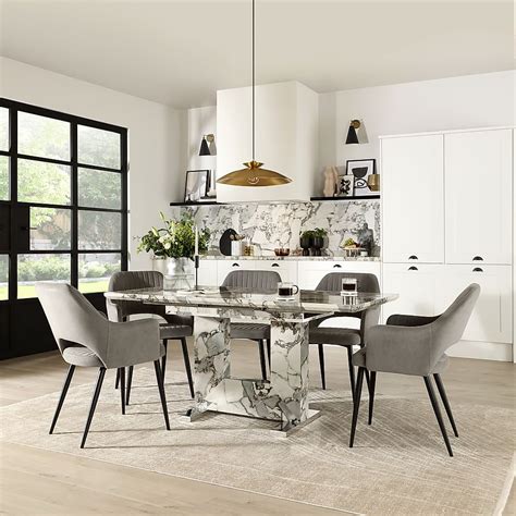 Florence Extending Dining Table 4 Clara Chairs Calacatta Viola