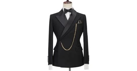 Damon Black Peaked Lapel Chic Close Fitting Prom Men Suits