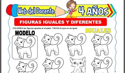 Figuras Iguales y Diferentes para Niños de 4 Años Web del Docente