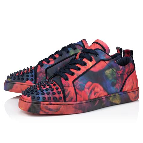 Louis Junior Spikes Sneakers Roses Printed Calf Leather And Spikes