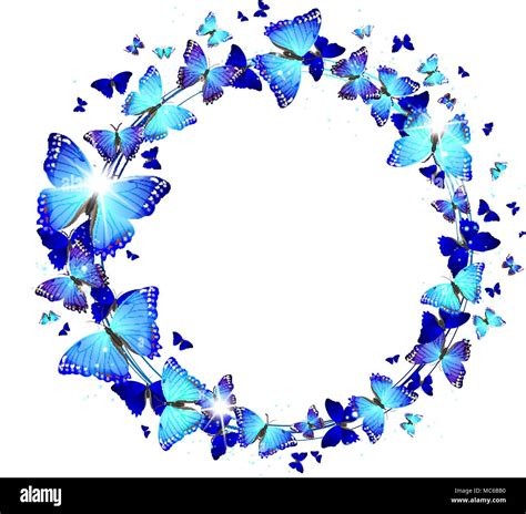 Corona de mariposas azules sobre un fondo blanco Imagen Vector de stock ...