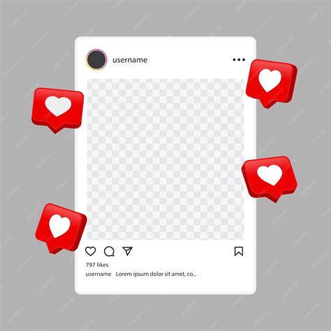 Premium Vector | Instagram mockup social media template frame 3d heart like speech bubble ...