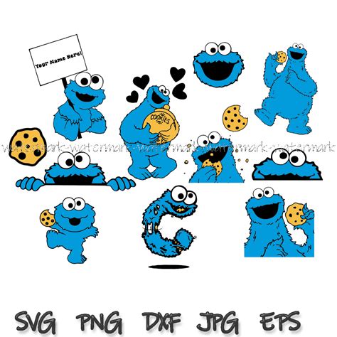 Cookie Monster Peeking Face Sesame Street Svg Dxf Eps Pdf Png Cookie