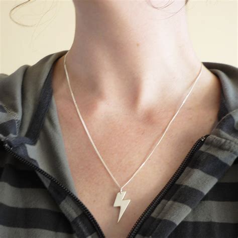 Sterling Silver Lightning Bolt Handmade Pendant Etsy