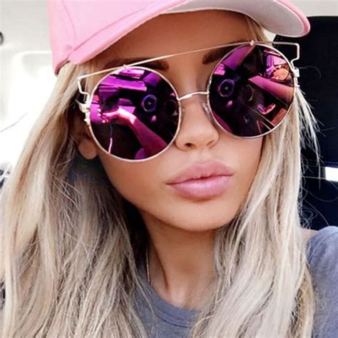 Oversized Mirror Cat Eye Women Sunglasses Rose Gold Popular Big Size