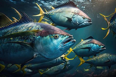 Premium Ai Image Yellowfin Tuna Fish Underwater Lush Nature By