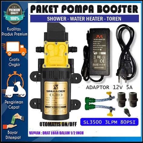 Jual Paket Pompa Booster Shower Water Heater Pompa Sinleader Sl3500