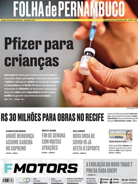 Capa Folha De Pernambuco Edi O Sexta De Dezembro De