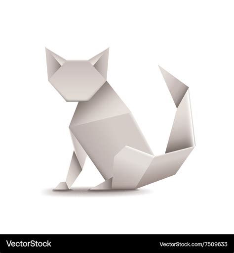 Origami cat isolated on white Royalty Free Vector Image